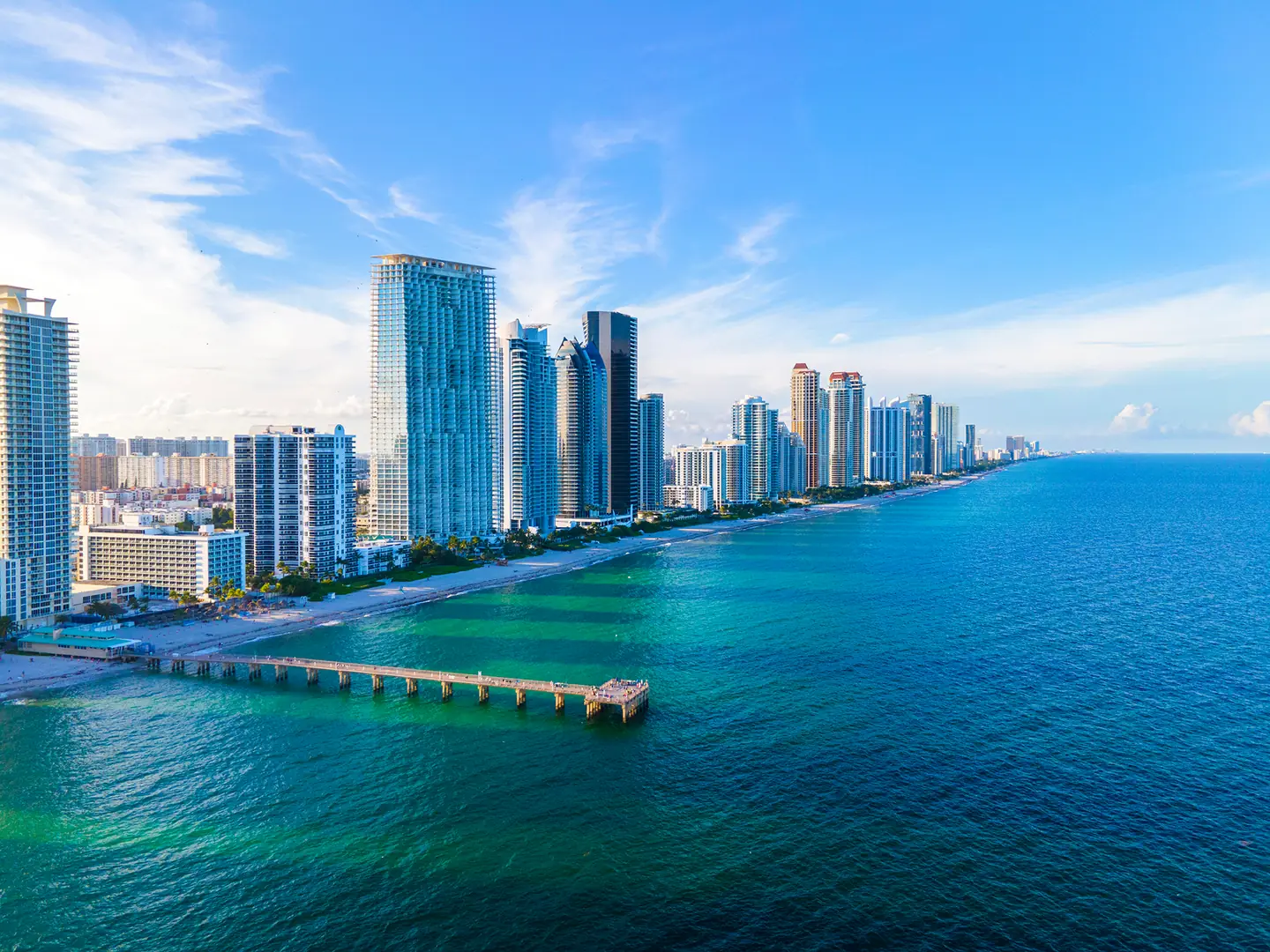 Vista aérea de Ojus y la costa del sur de Florida